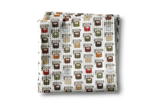 Spice Jar Collage Waffle Weave Kitchen Towel Baking Cooking
