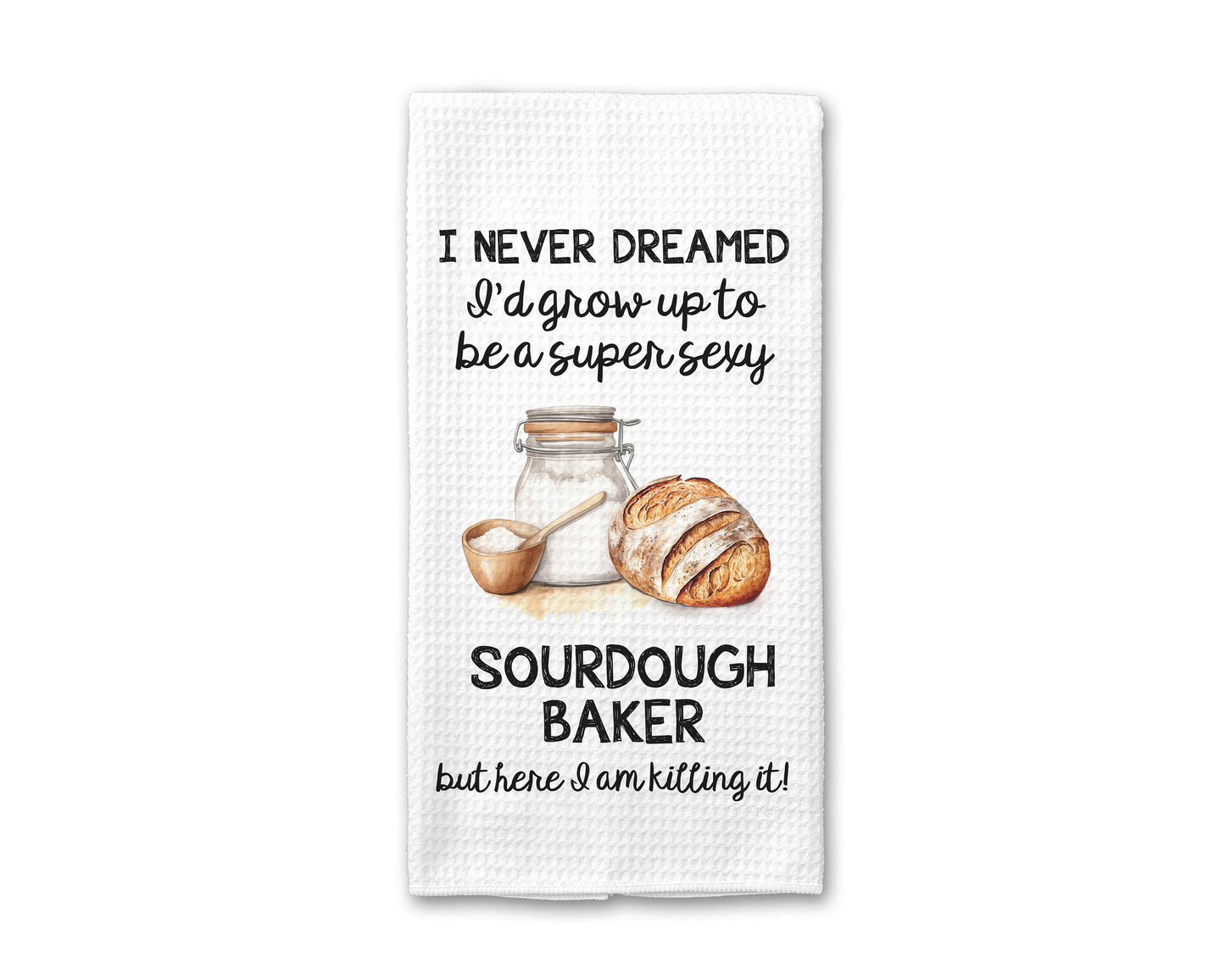 Custom Sourdough Baker Towel | Bread Baking Kitchen Towel | Waffle Weave Tea Towel | Housewarming Gift | Gift for Baker