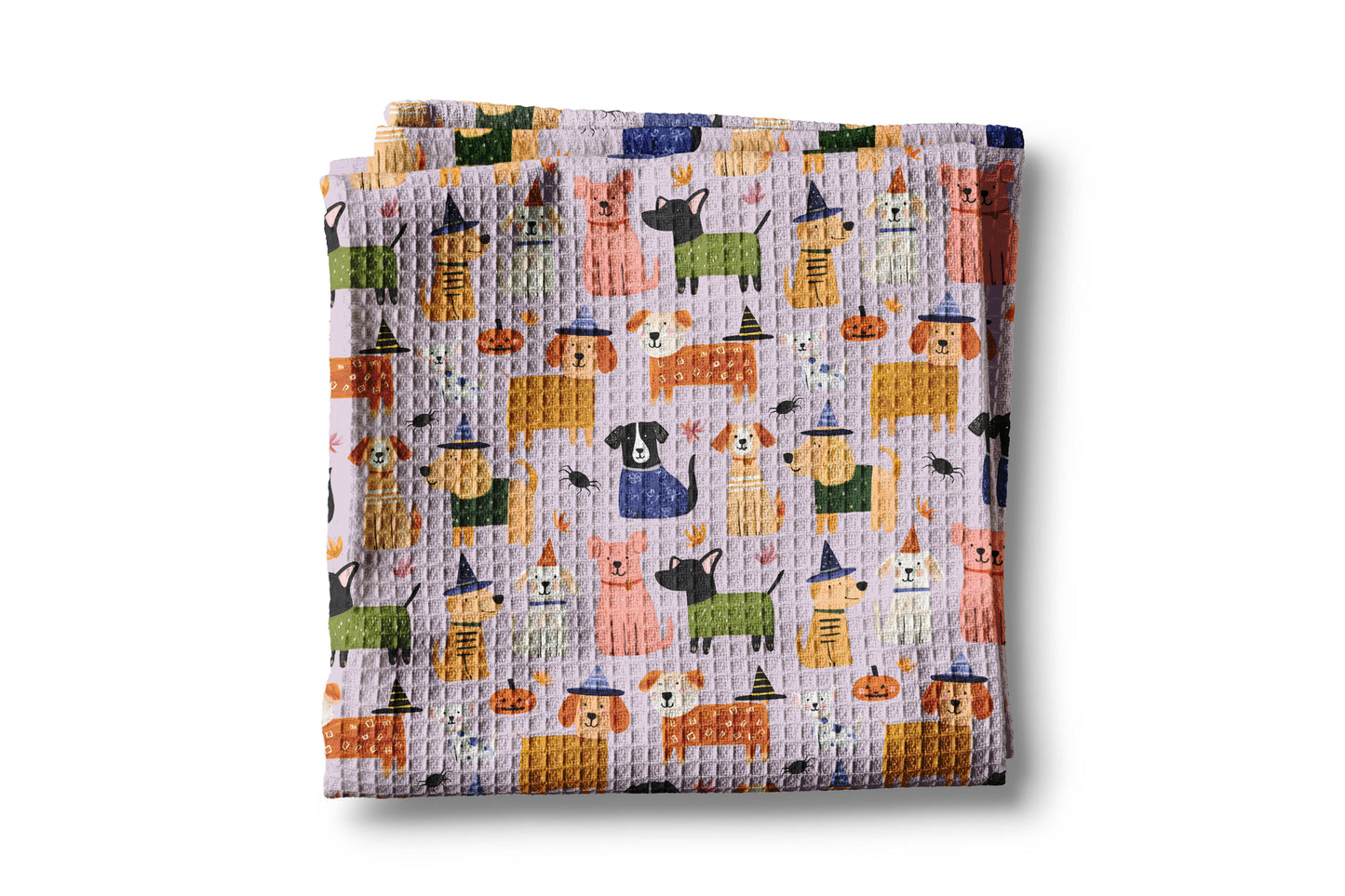 Halloween Dog Waffle Weave Kitchen Towel Spooky Pet Lover