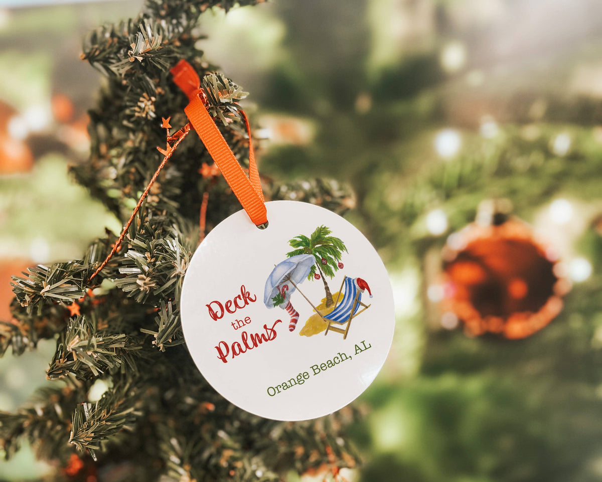 Customizable Deck Palms Christmas Ornament, Beach Decor