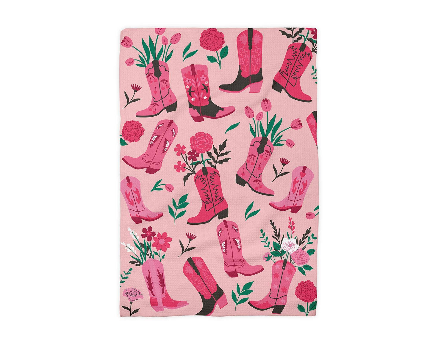 Valentine Western Boot Horse Cowgirl Kitchen Towel Waffle