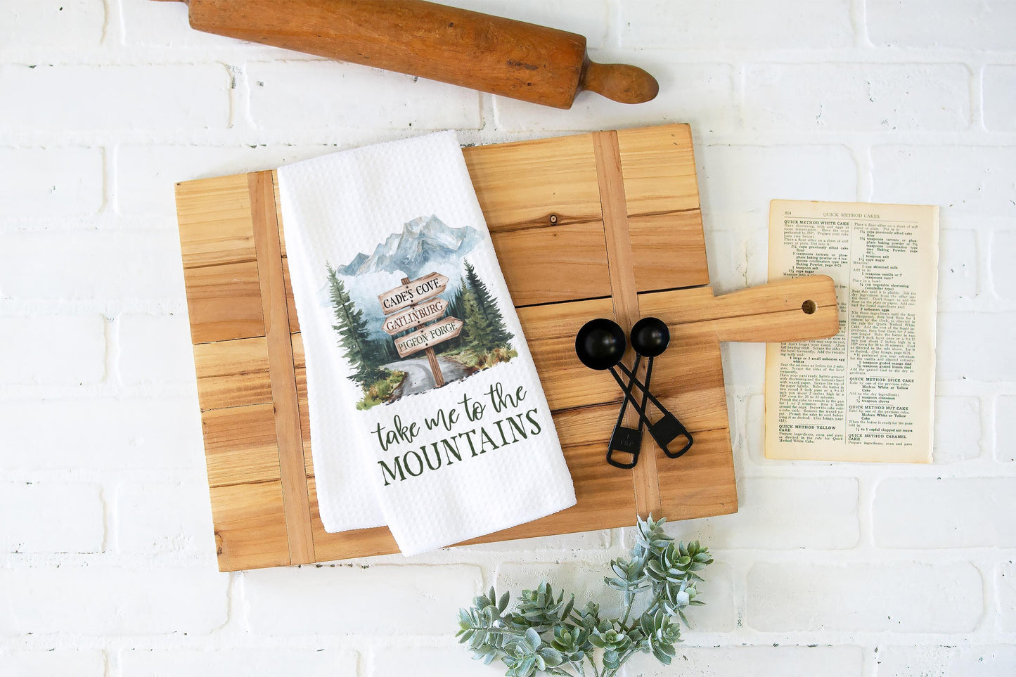 Mountain Travel Dish Towel, Custom Cities (Camper Kitchen Size)