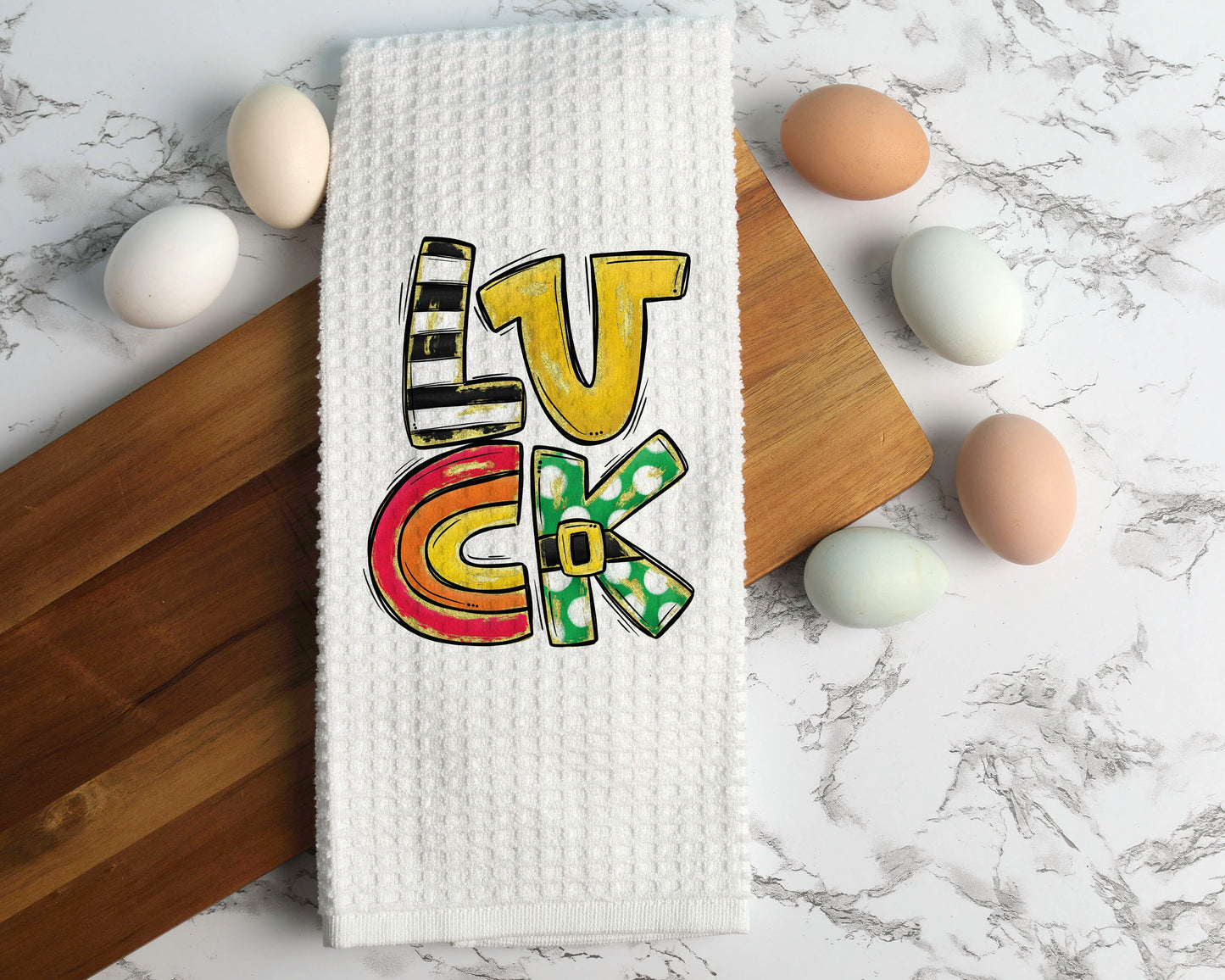 St. Patrick's Day Luck Towel | Kitchen Holiday Towel | Irish Holiday Dish Towel | Shamrock Decor | St. Patrick's Day Decor | Seasonal Decor