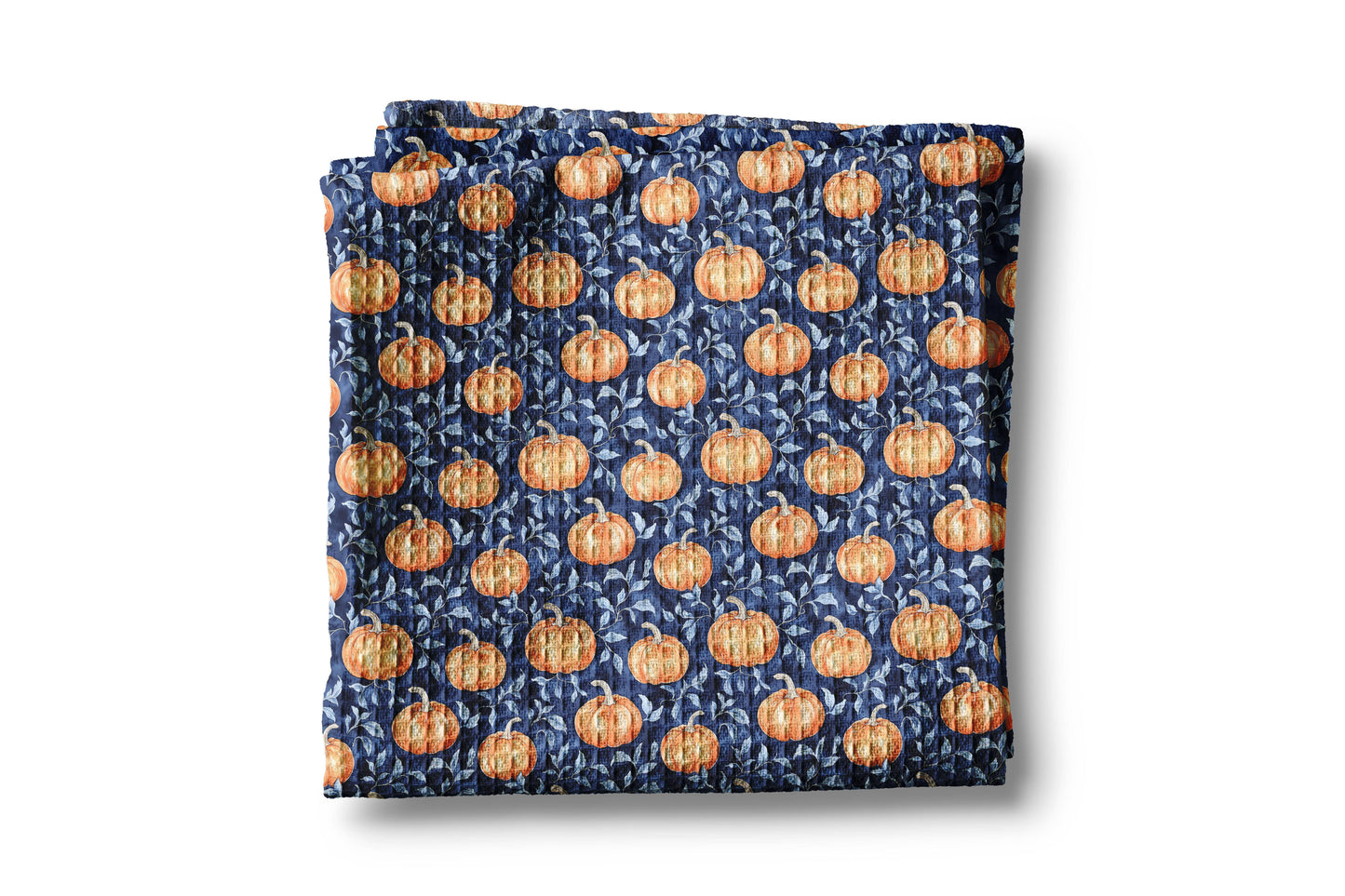 Blue Pumpkin Chinoiserie Fall Coastal Kitchen Towel Waffle
