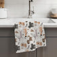 Dog Puppy Dog Mom Lady White Kitchen Towel Waffle Weave Hostess Pet Lover Modern Funky Friend