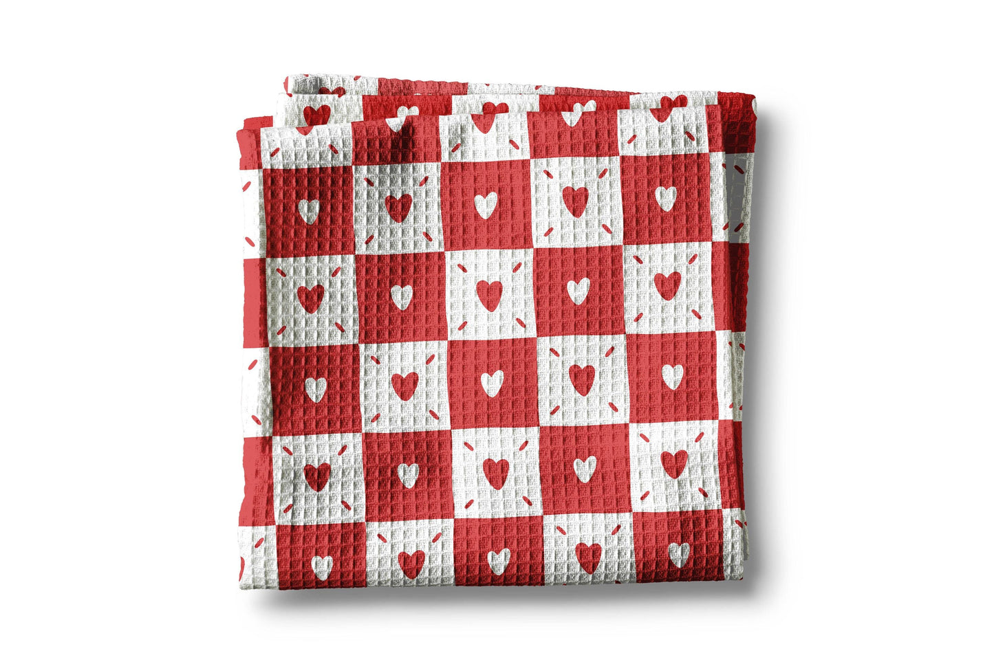 Valentine Heart Quilt Kitchen Towel Waffle Baking Pink