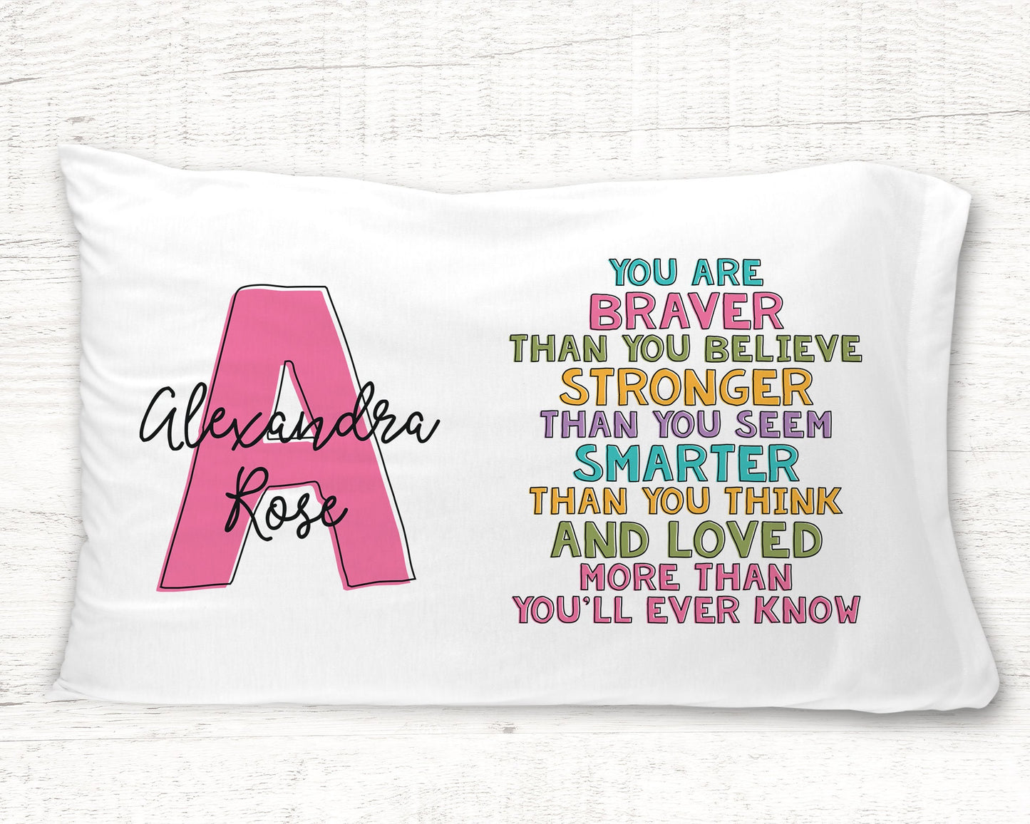 Girls Initial Affirmation Standard Pillowcase | Personalized Pillow Cover | Girls Room Decor | Nursery Decor