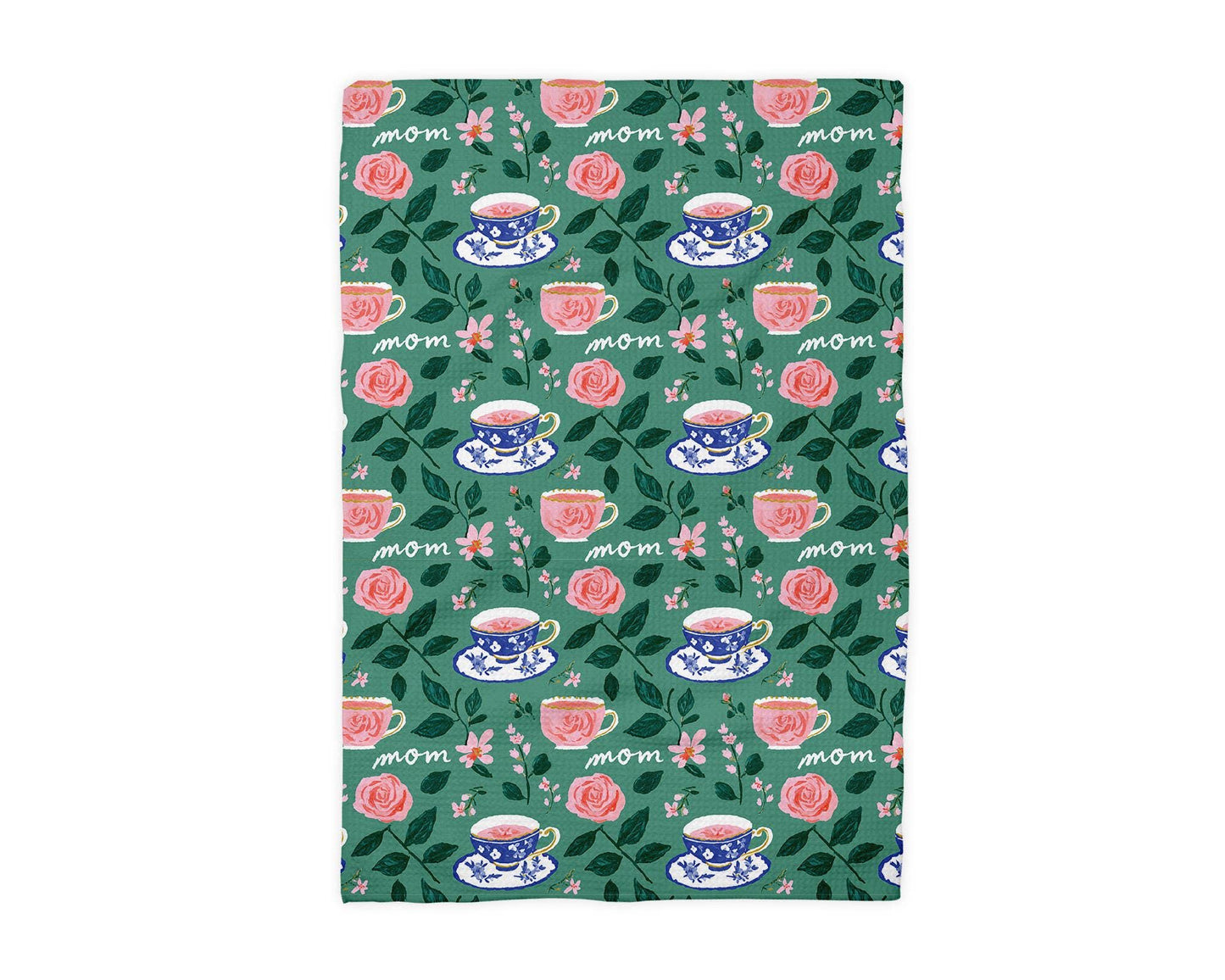 Floral Mom Mother's Day Gift Kitchen Towel Waffle Tea Cup