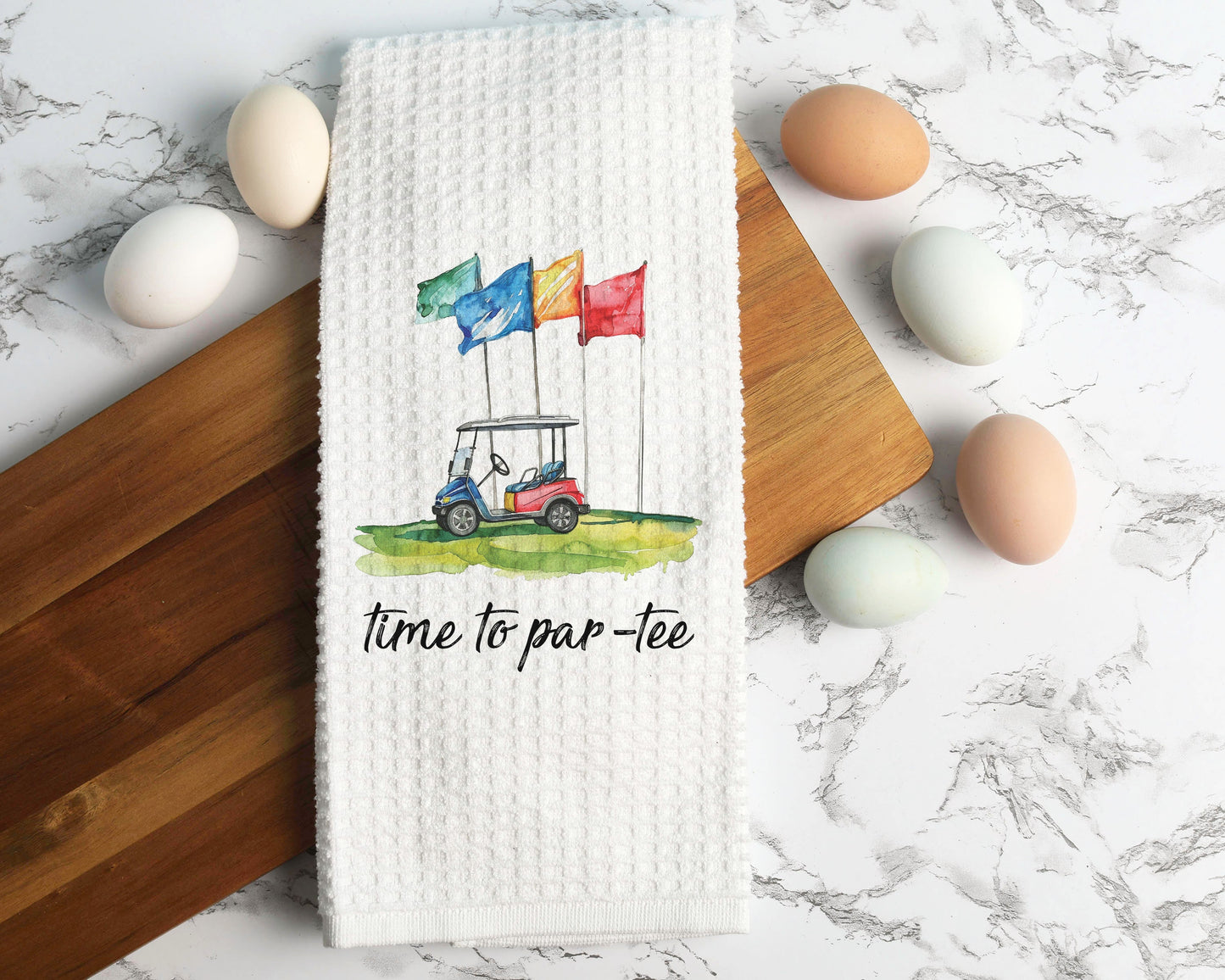 Time to Par-tee Golf Towel | Funny Golfing Kitchen Towel | Golf Player Gift | Golf Bag Accessory | Golfing Gear for the Country Club