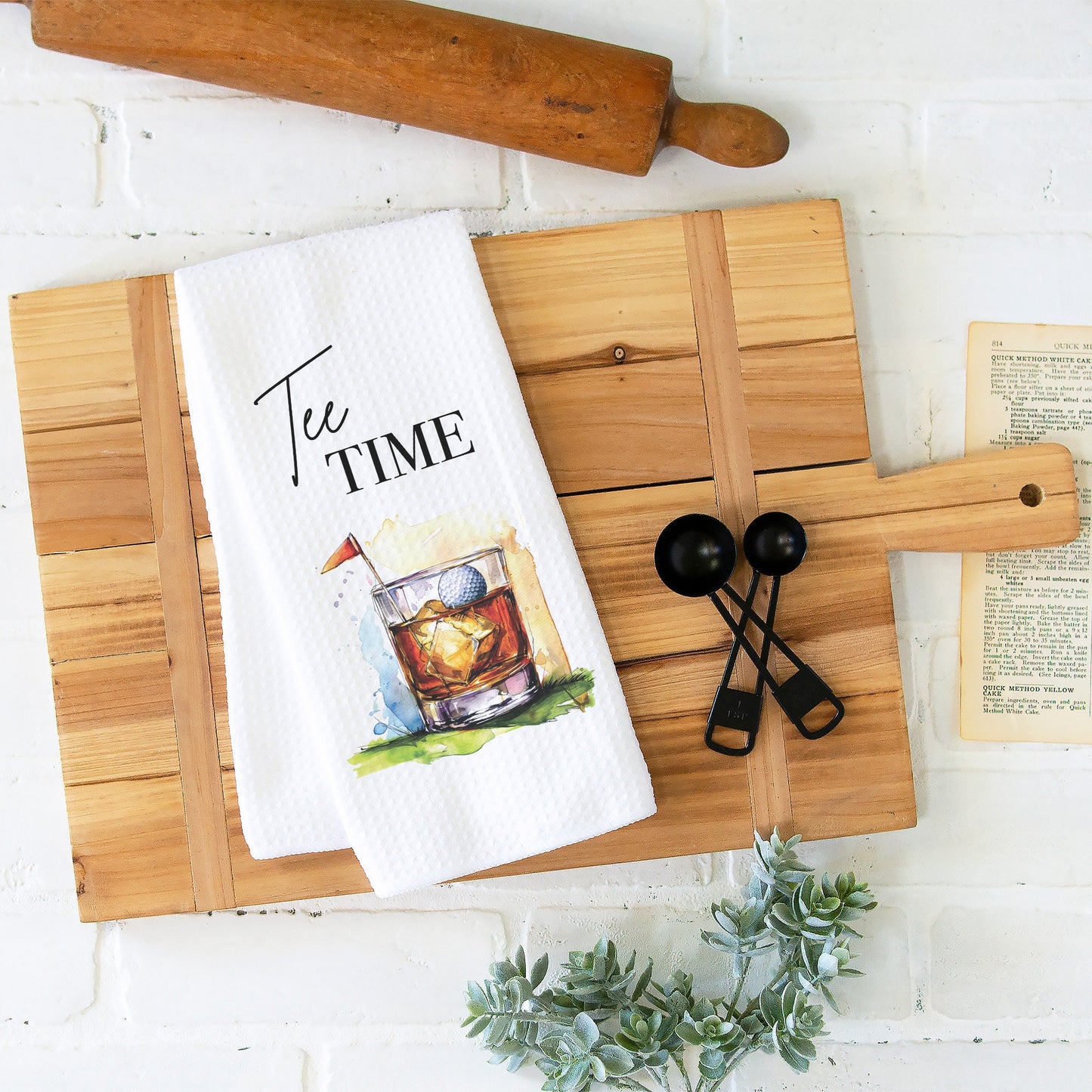 Tee Time Golf Towel | Funny Golfing Kitchen Towel | Golf Player Gift | Golf Bag Accessory | Golfing Gear for the Country Club