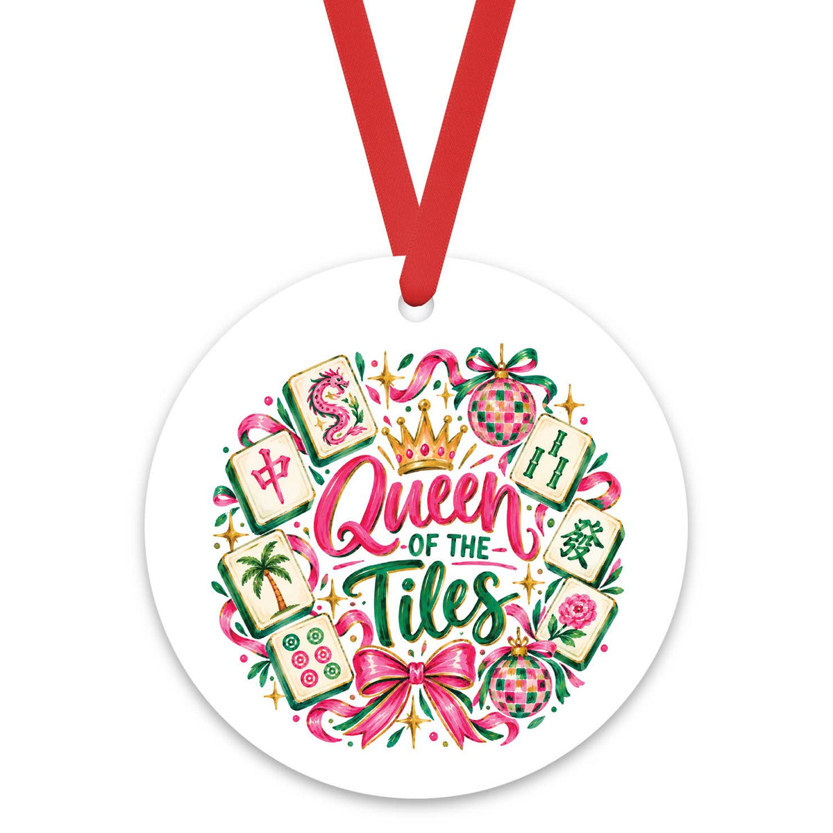 Queen of the Tiles Mahjong Christmas Ornament, Mahj Tree