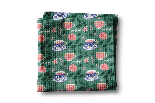 Floral Mom Mother's Day Gift Kitchen Towel Waffle Tea Cup