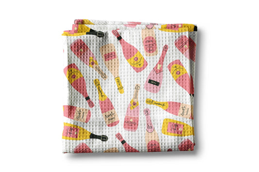 Champagne Celebration Kitchen Towel – Bachelorette, Birthday, Anniversary, Waffle Weave, Party Gift, 16x24" Towel