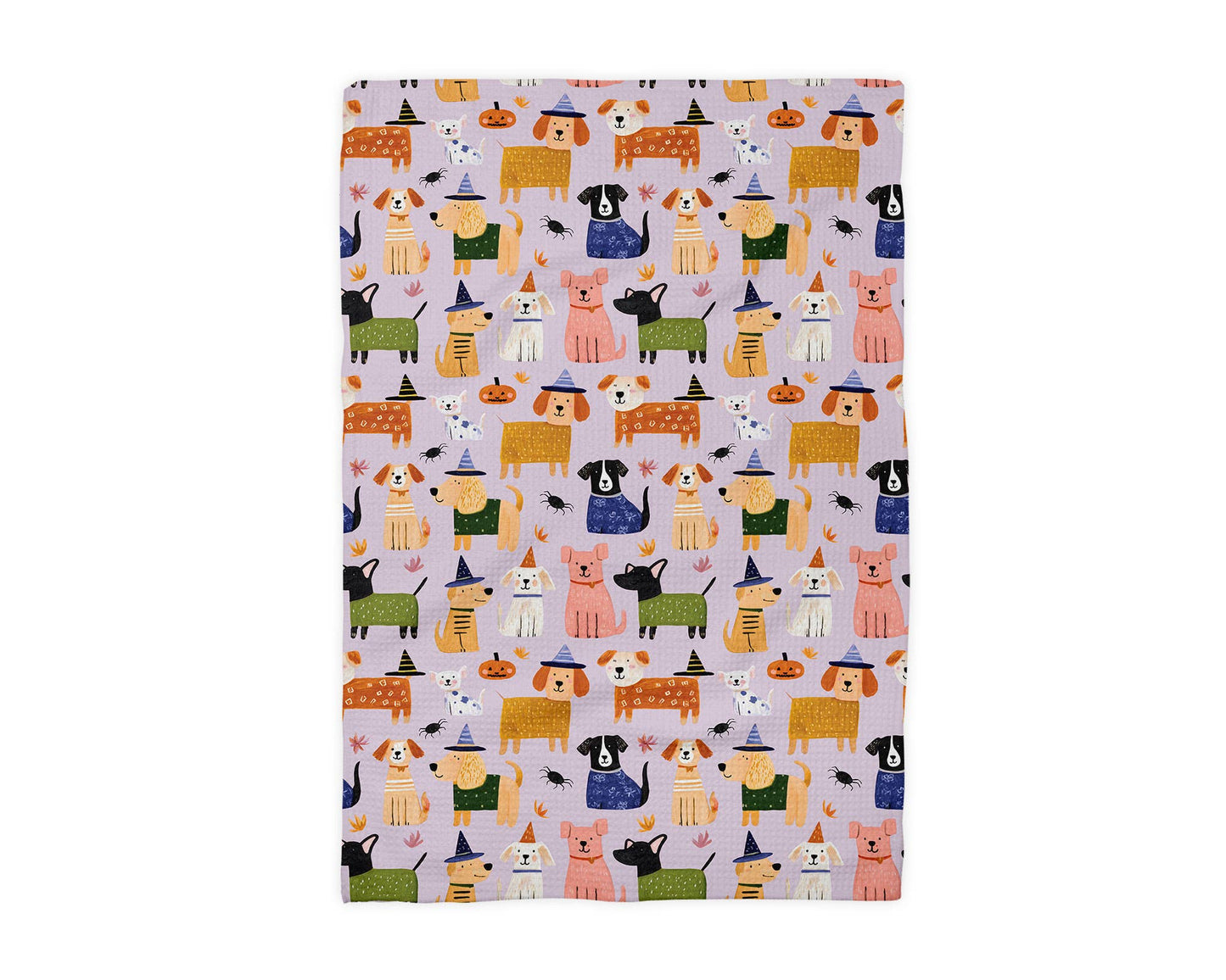Halloween Dog Waffle Weave Kitchen Towel Spooky Pet Lover