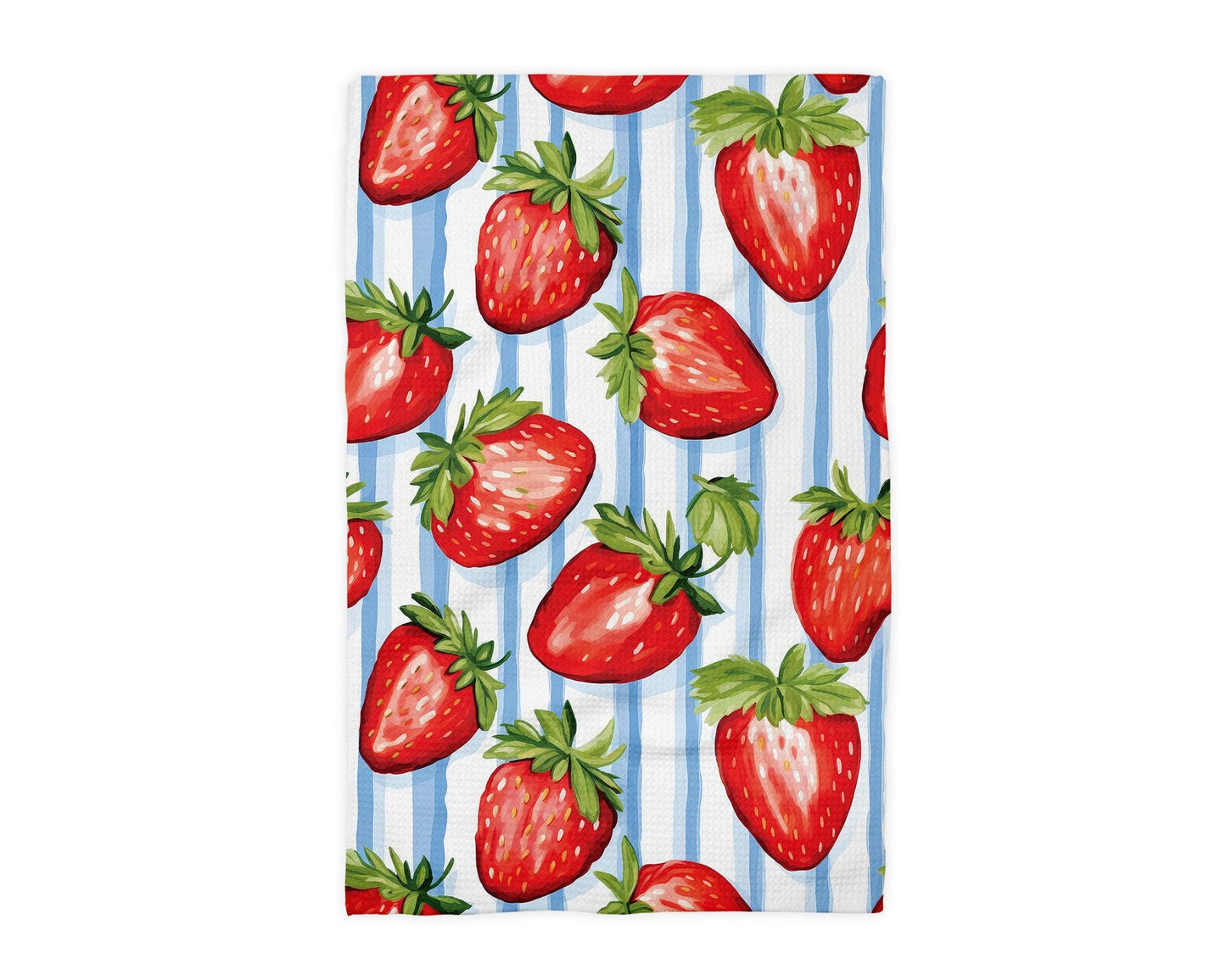 Strawberry Kitchen Towel: Waffle Weave Summer Decor, Berry Picking