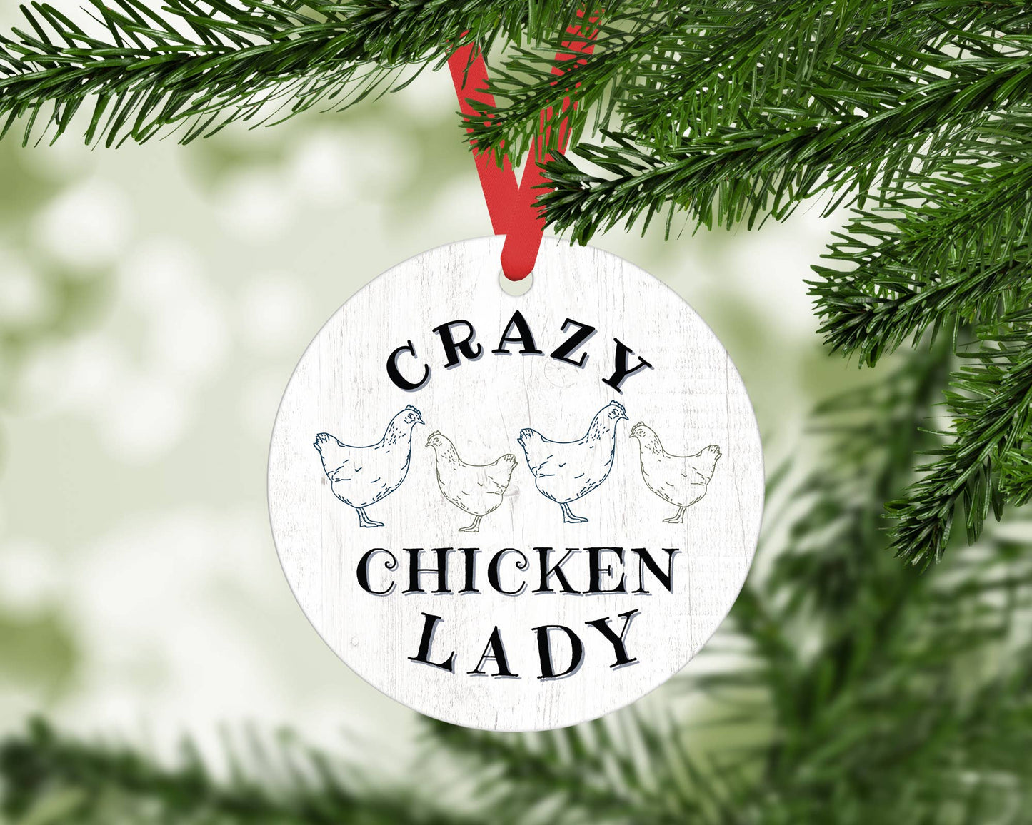 Crazy Chicken Lady Metal Ornament, Holiday Farm Home Decor