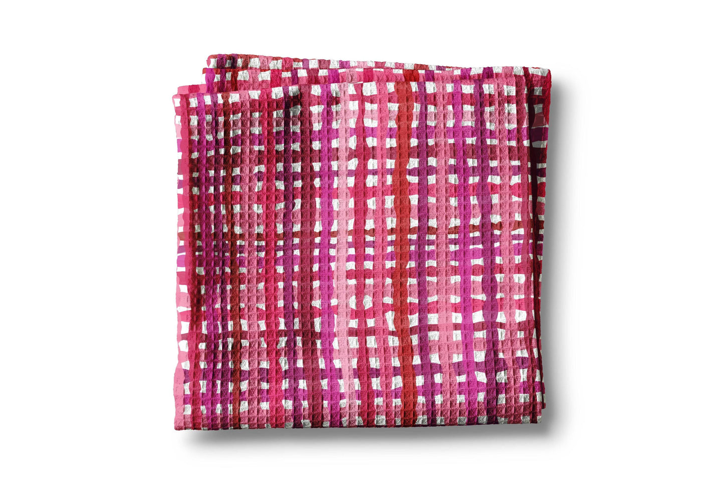 Valentine Gingham Stripe Pink Kitchen Towel Waffle Baking