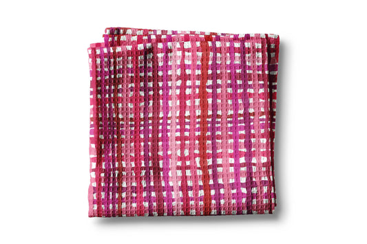 Valentine Gingham Stripe Pink Kitchen Towel Waffle Baking