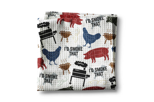Fathers Day BBQ Grilling Kitchen Towel Butcher Meat Cooking