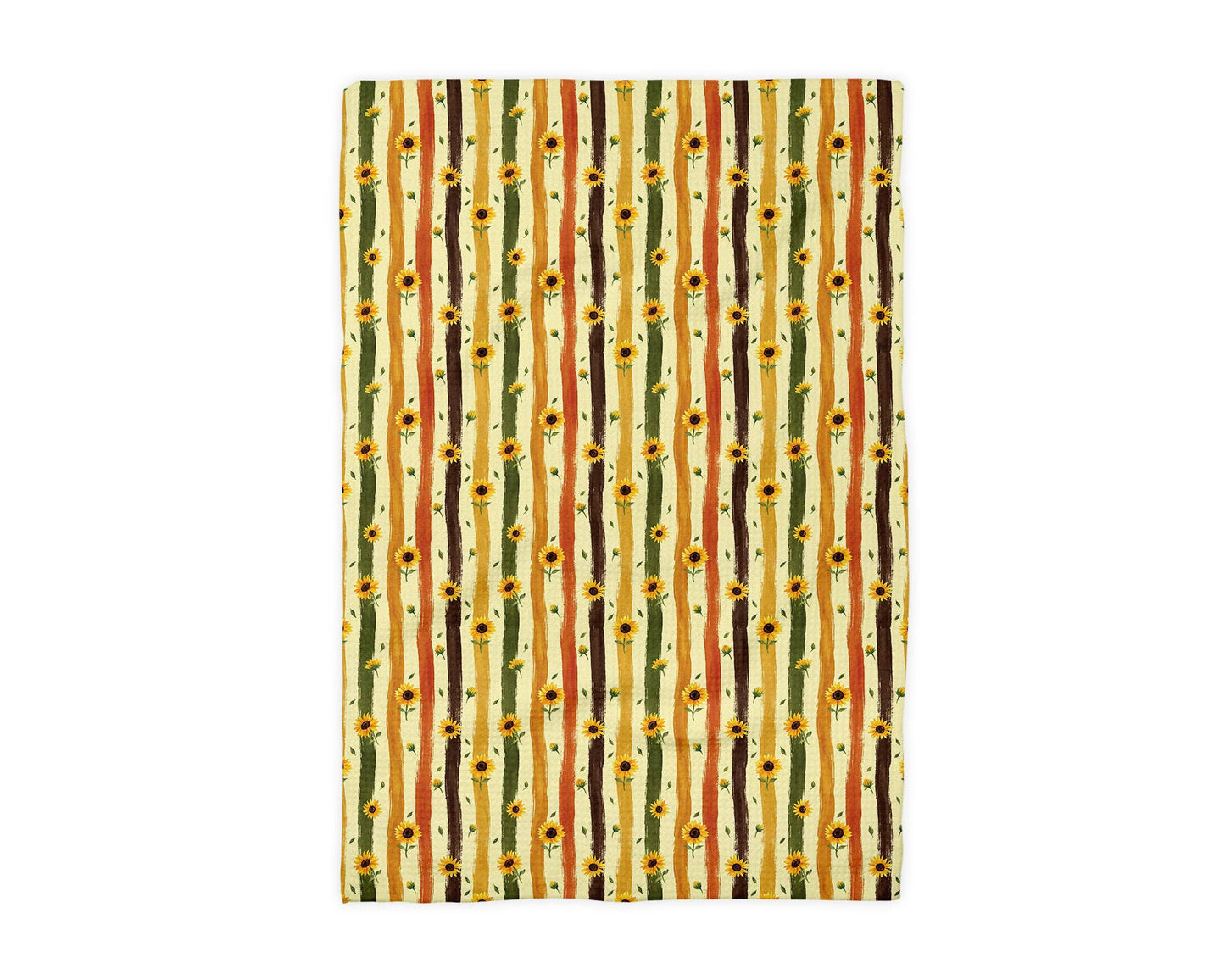 Sunflower & Fall Leaves Waffle Weave Kitchen Towel Autumn