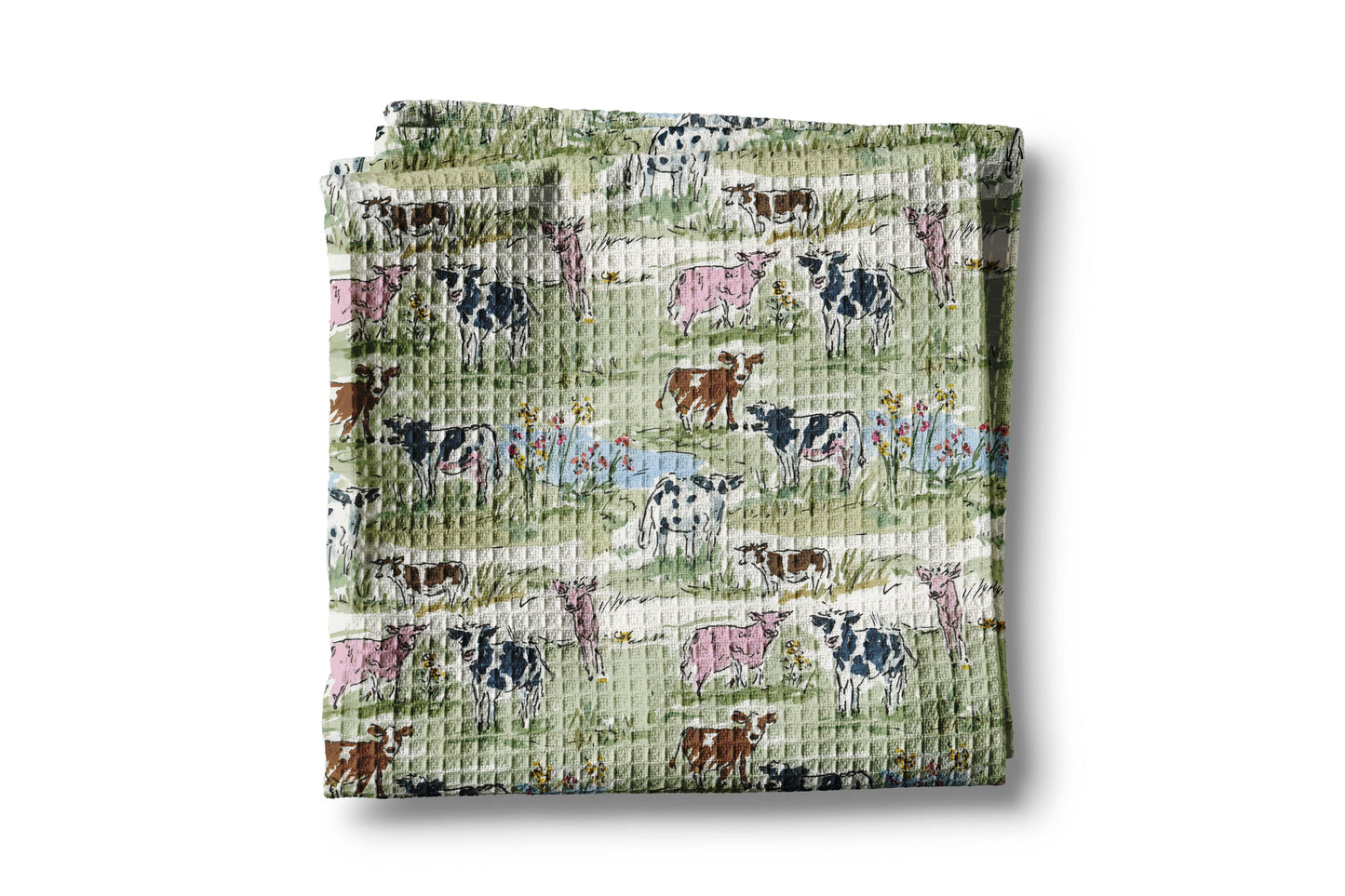 Cow Dairy Farmhouse Rustic Homestead Kitchen Towel Waffle