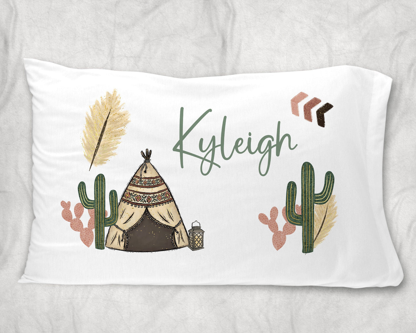 Boho Teepee Standard Pillowcase | Personalized Pillow Cover | Girls Room Decor | Nursery Decor