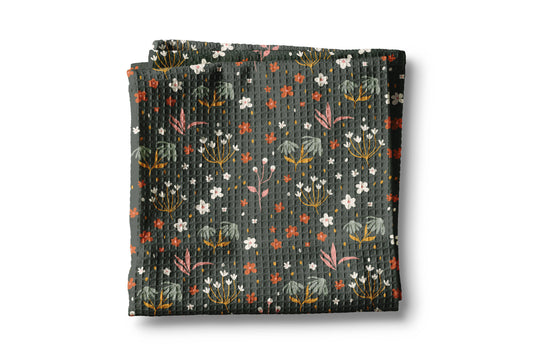 Neutral Boho Floral Fall Autumn Leaves Foliage Kitchen Towel
