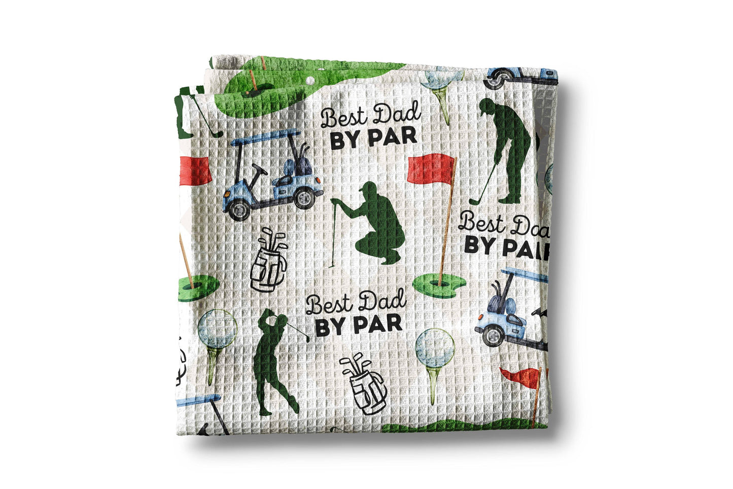 Fathers Day Golf Kitchen Towel Gift Best Dad Sport Golfer "Best Dad By Par"
