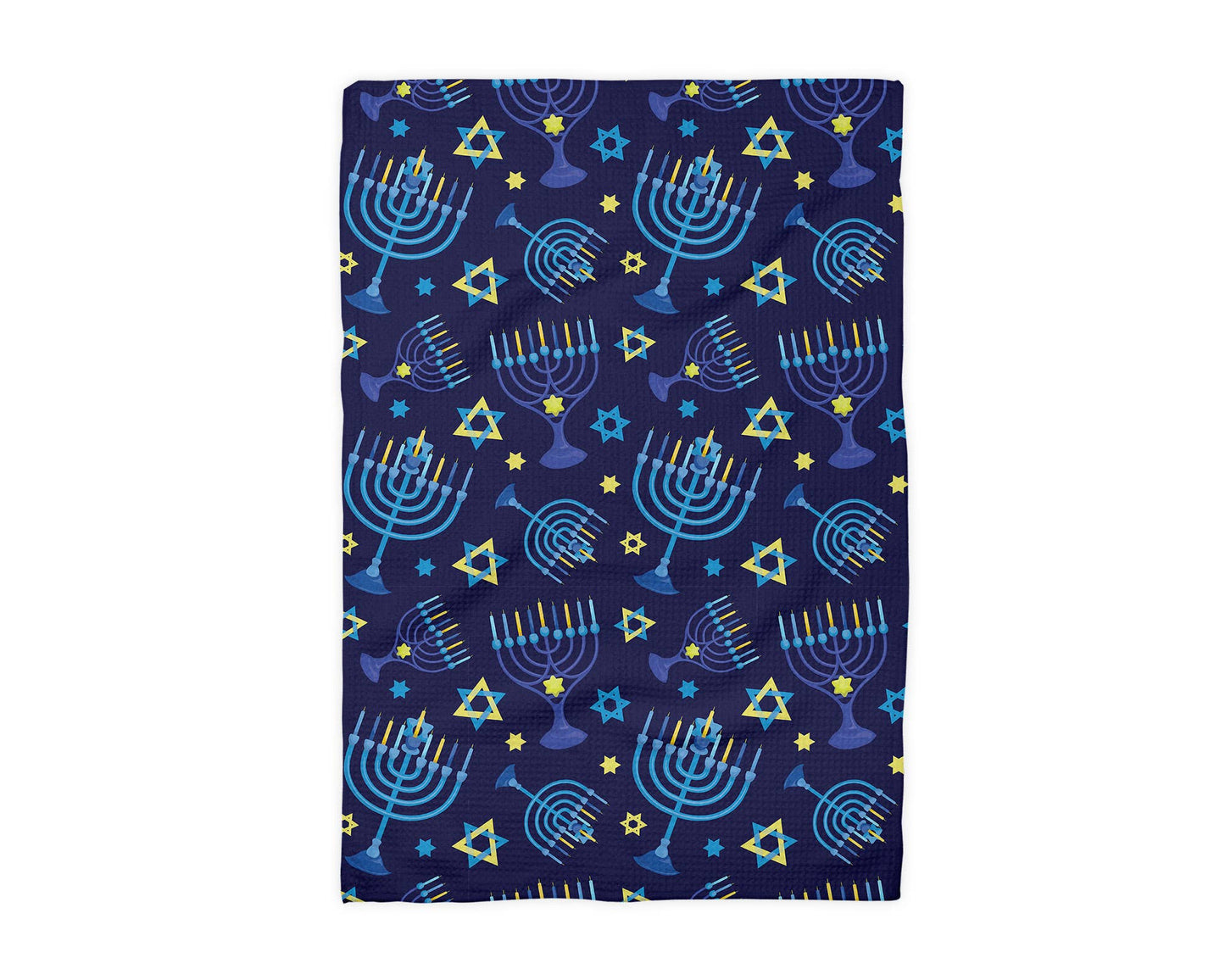 Hanukkah Kitchen Towel Waffle Holiday Menorah Peace Temple