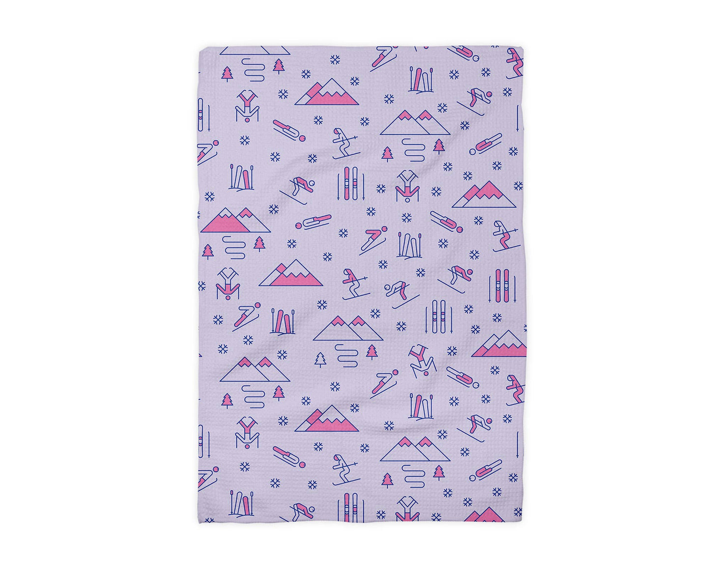 Skiing Mountain Ski Lodge Winter Kitchen Towel Waffle Snow