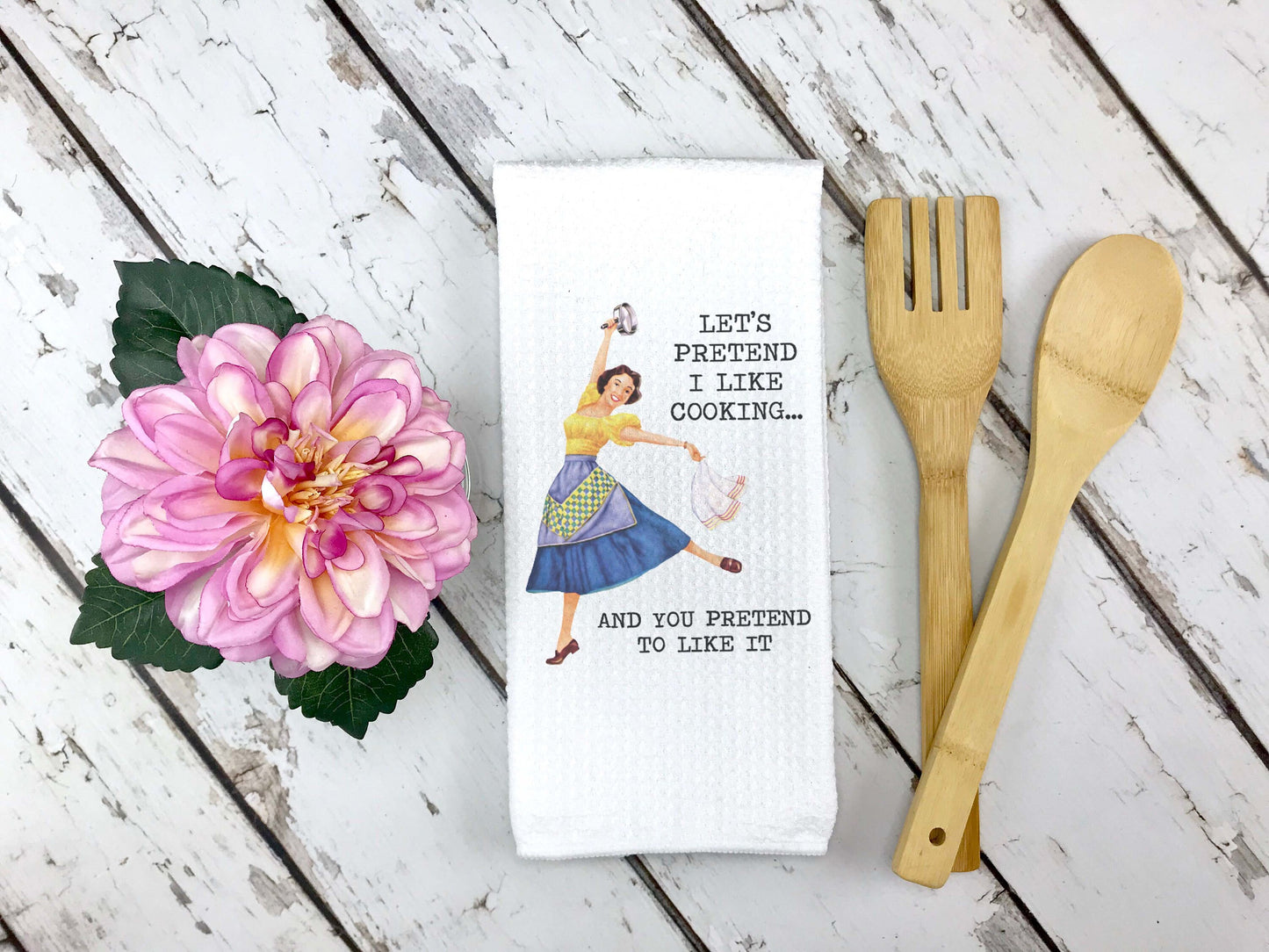 Personalized Waffle Weave Kitchen Towel, Funny Saying (16x24 inches)