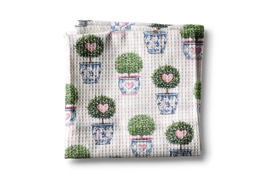 Valentine Chinoiserie Topiary Kitchen Towel Waffle Baking