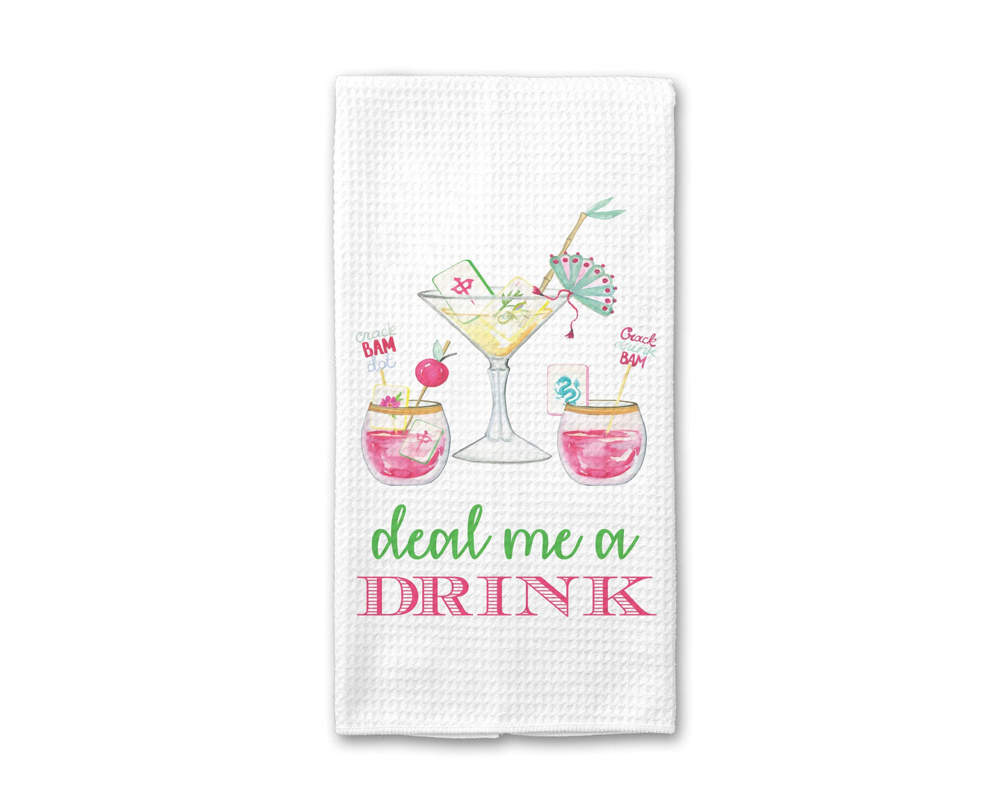 Mahjong Happy Hour Dish Towel | Mahjong-themed Towel | Mahjong-themed Gift for Kitchen | Mahjong Party Gift | Hostess Gift