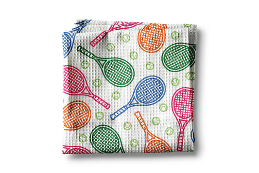 Tennis Kitchen Towel – Waffle Weave Dish Towel, Lint-Free, Super Absorbent, Tennis Lover Gift, Sports Kitchen Decor, 16x24"
