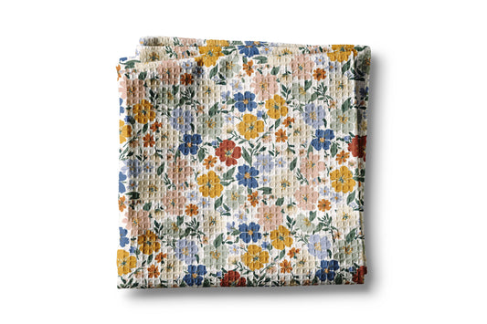 Autumn Boho Fall Floral Waffle Weave Kitchen Towel Daisy