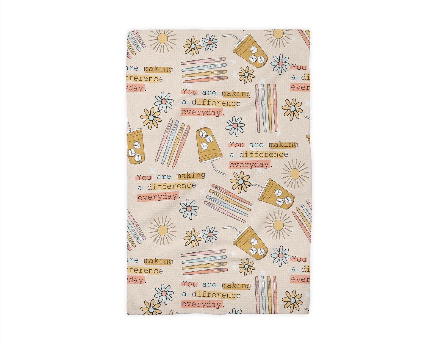 Teacher Appreciation Kitchen Towel – "You Are Making a Difference Every Day" – Back to School, End of Year Gift, Waffle Weave, 16x24"