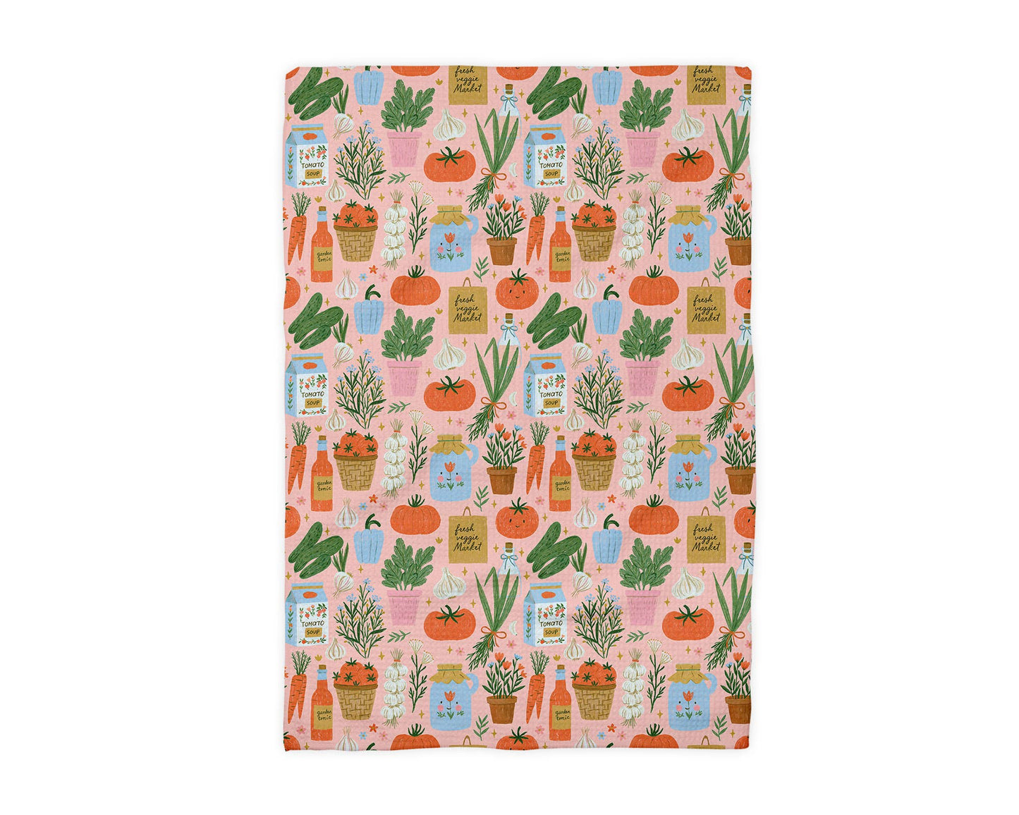 Tomato Vegetable Farmers Market  Waffle Weave Kitchen Towel
