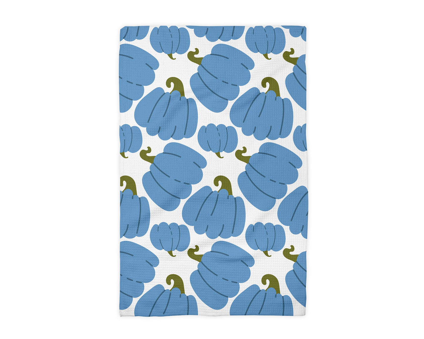 Blue Pumpkin Chinoiserie Fall Coastal Kitchen Towel Waffle