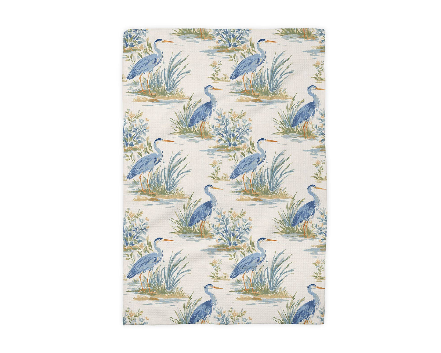 Heron Bird Coastal Beach Marsh Carolina Kitchen Towel Waffle