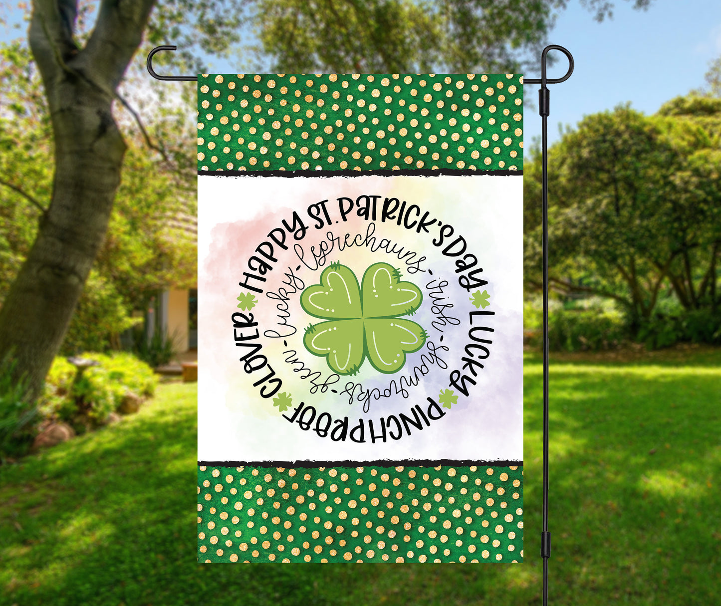 St Patricks Day Garden Flag – Irish Shamrock Yard Decor | RV Camping Outdoor Banner