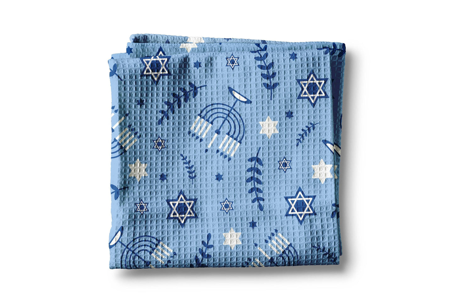 Hanukkah Kitchen Towel – Menorah Design Towel with Raised Loop Waffle Texture