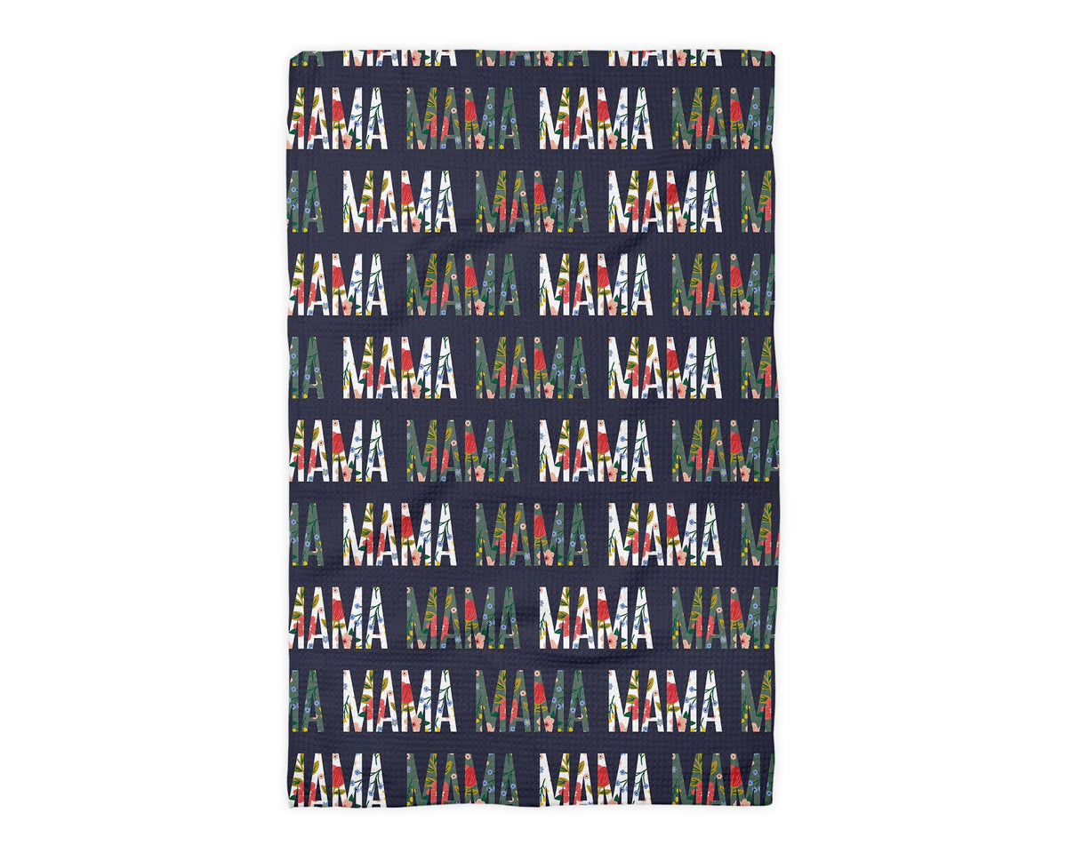 Navy Floral Mama Kitchen Towel Mother's Day Gift Waffle Mom