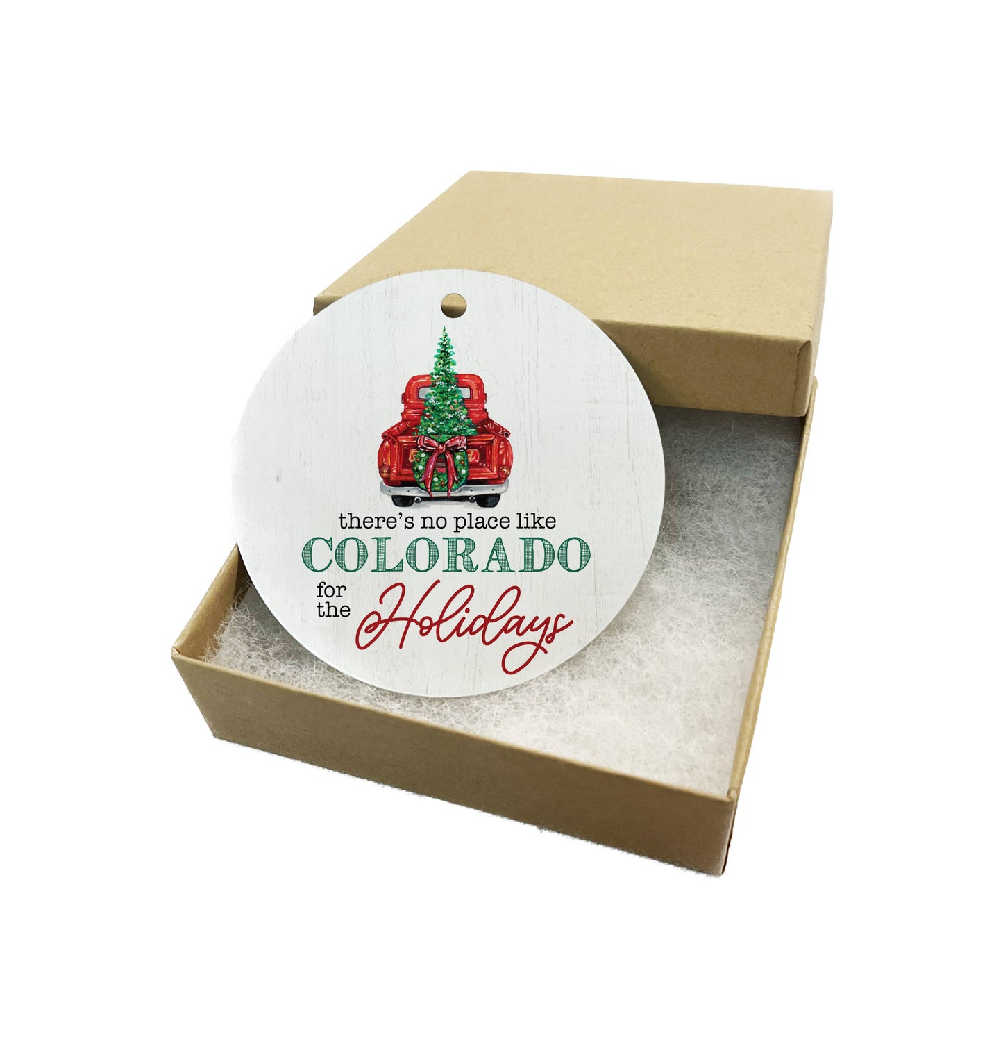 Custom State Location Holiday Metal Ornament Christmas