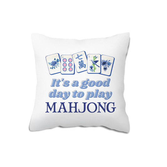 Mahjong Throw Pillow, Mahj Decor Her Preppy Tile Game