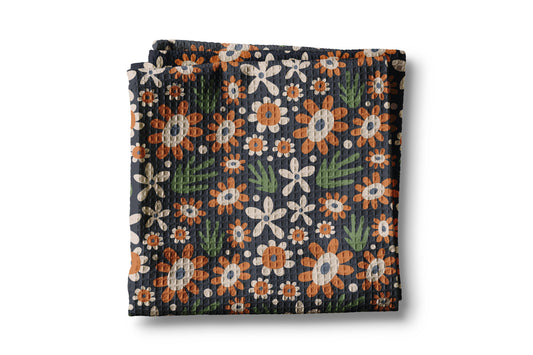 Boho Fall Floral Waffle Weave Kitchen Towel Autumn Daisy