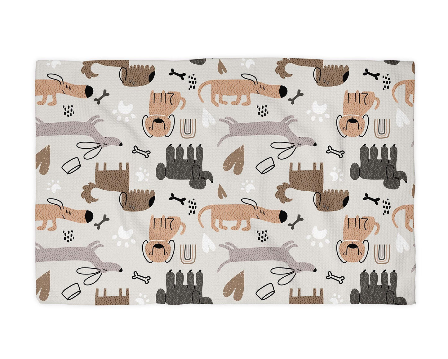 Dog Puppy Dog Mom Lady White Kitchen Towel Waffle Weave Hostess Pet Lover Modern Funky Friend