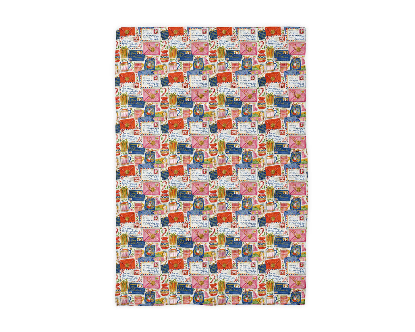 Christmas Letter to Santa Playful Blue Kitchen Towel Waffle