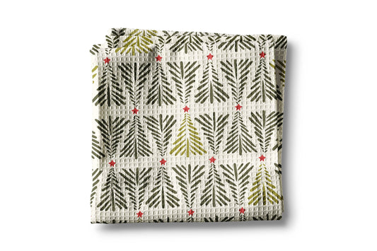 Holiday Kitchen Tea Towel – Waffle Weave Towel with Raised Looped Edges, 16x24 Inches