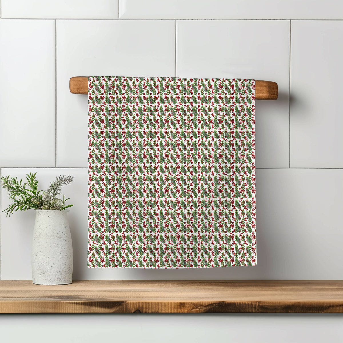 Christmas Tree Kitchen Tea Towel Waffle Holiday Decor Gift