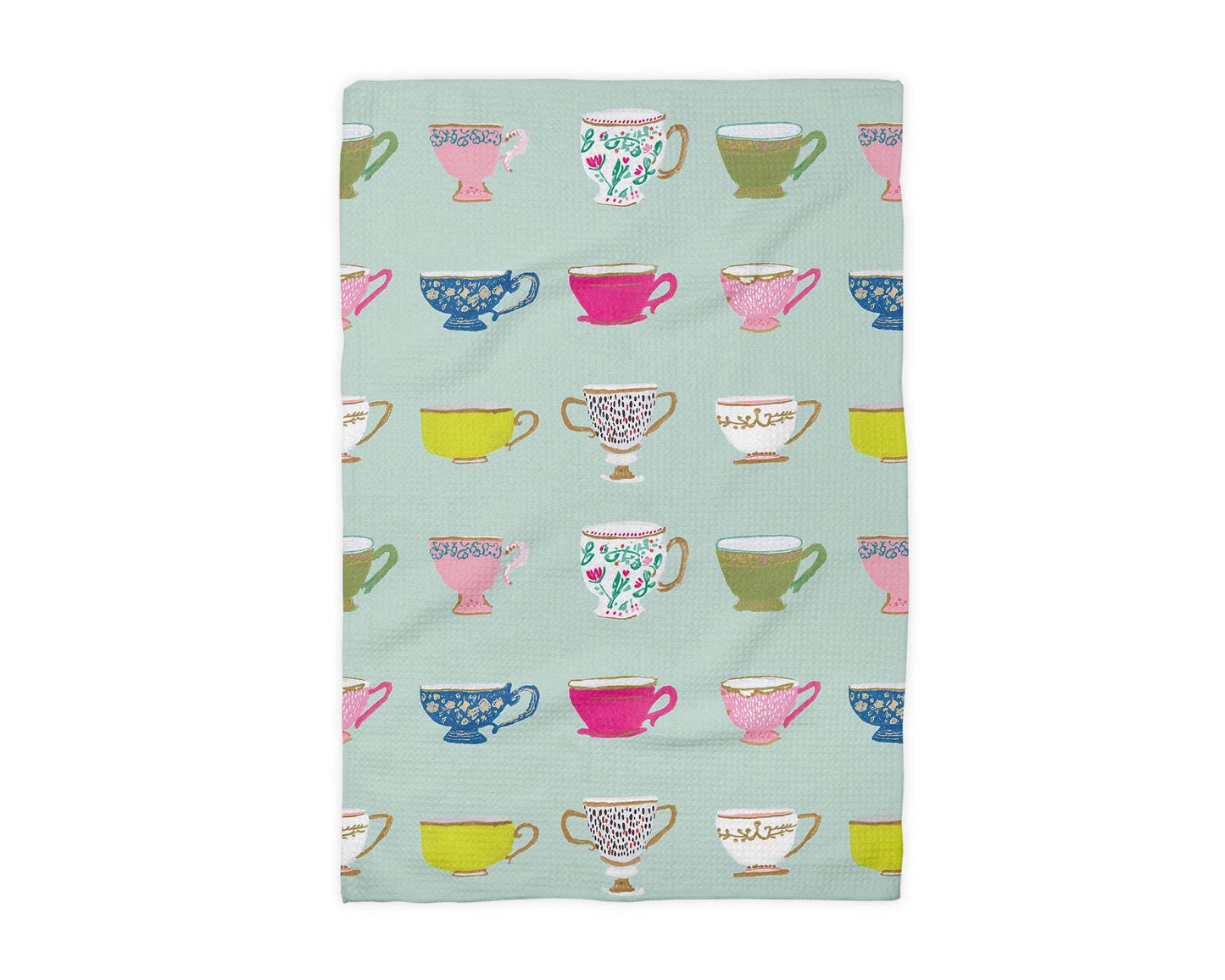 Waffle Weave Kitchen Towel - Blue White Cotton Blend, Absorbent & Durable